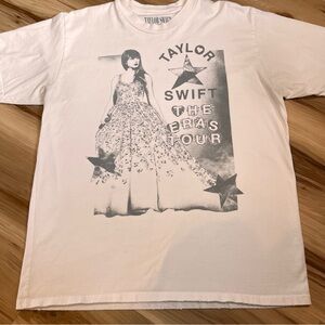 Taylor Swift Tee Shirt The Eras Tour Photo Concert Distressed Edge Beige Large L